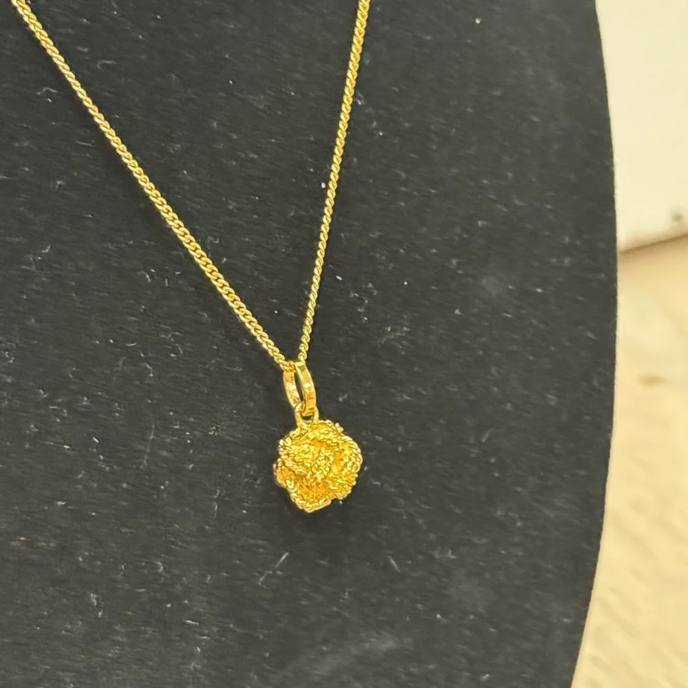 CHANEL Vintage Gold Metal Chain Necklace Roped Ball Drop Pendant Necklace Signed